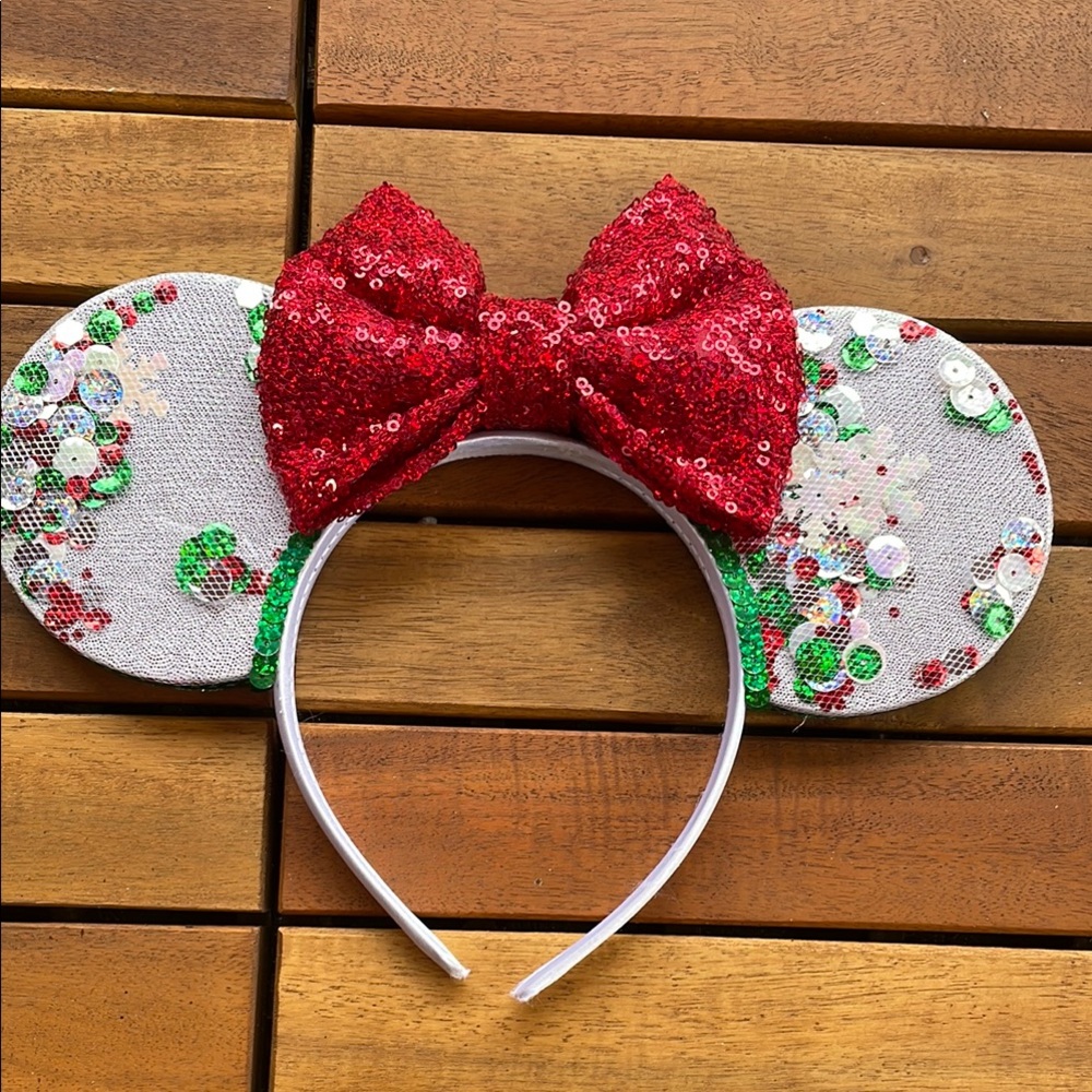 Disney Christmas confetti Mickey Minnie ears sparkly headband